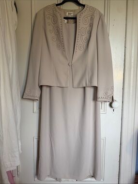 Talbots Cream Dress with Matching Jacket